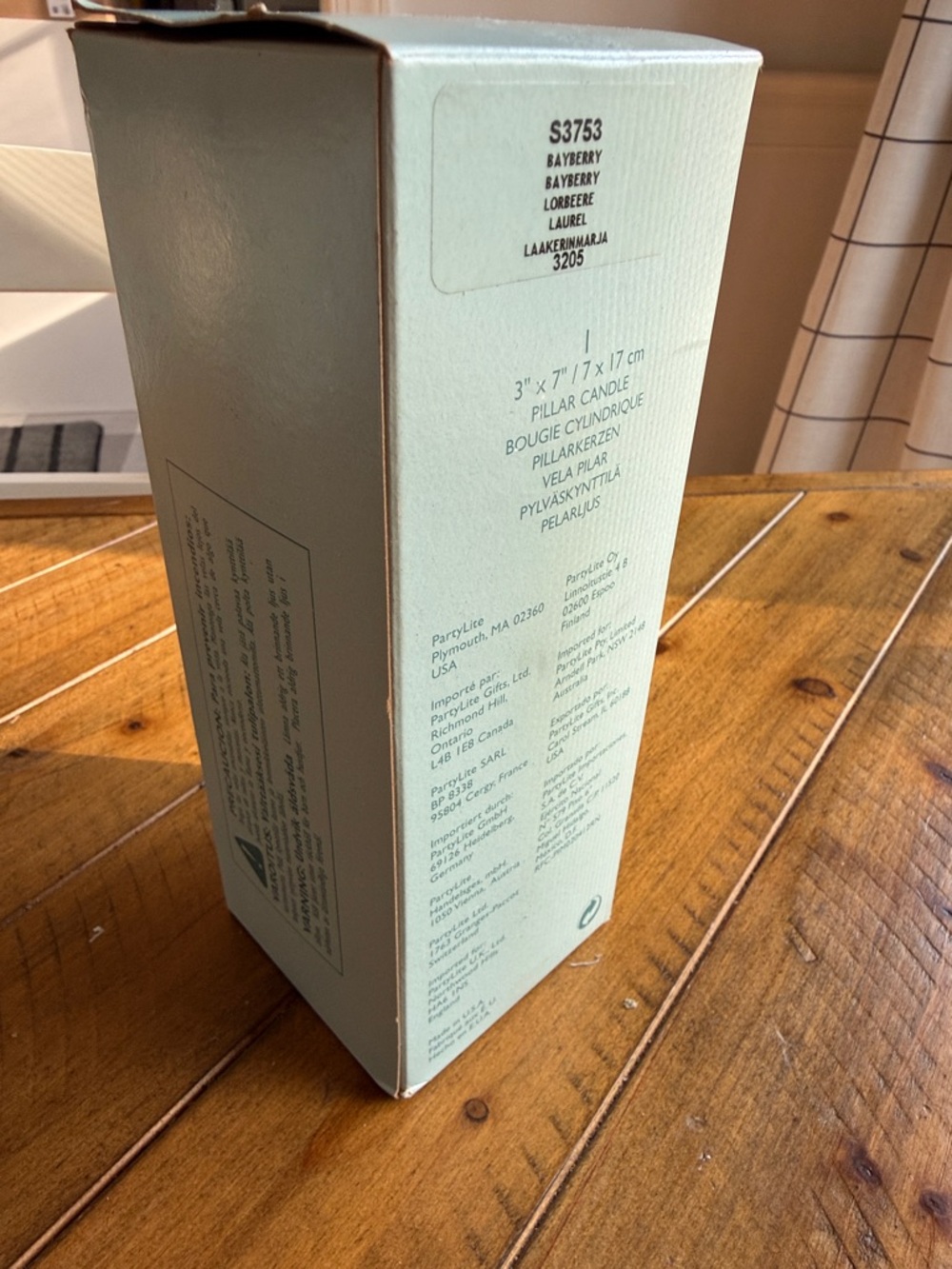 PARTYLITE Bayberry scented round Pillar Candle Size 3”X7” NIB